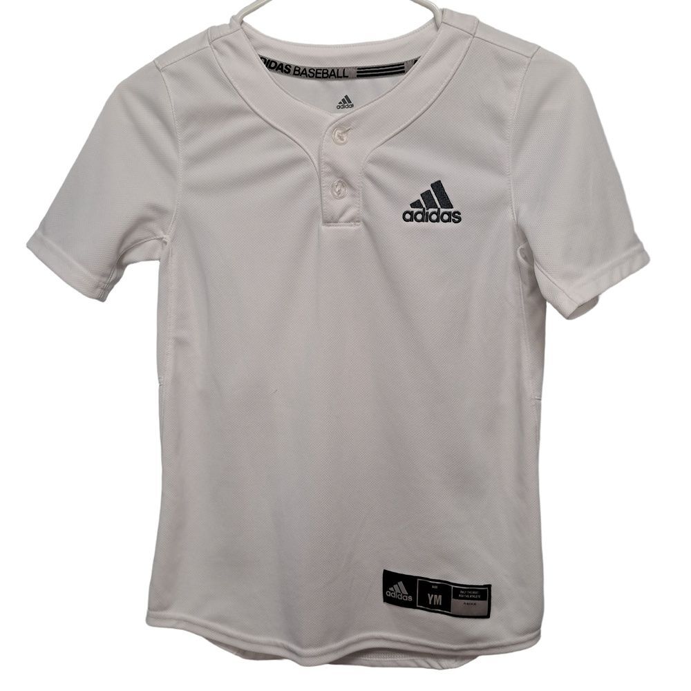 Adidas Boy's White Athletic Baseball Sports Jersey Shirt Size Medium Youth